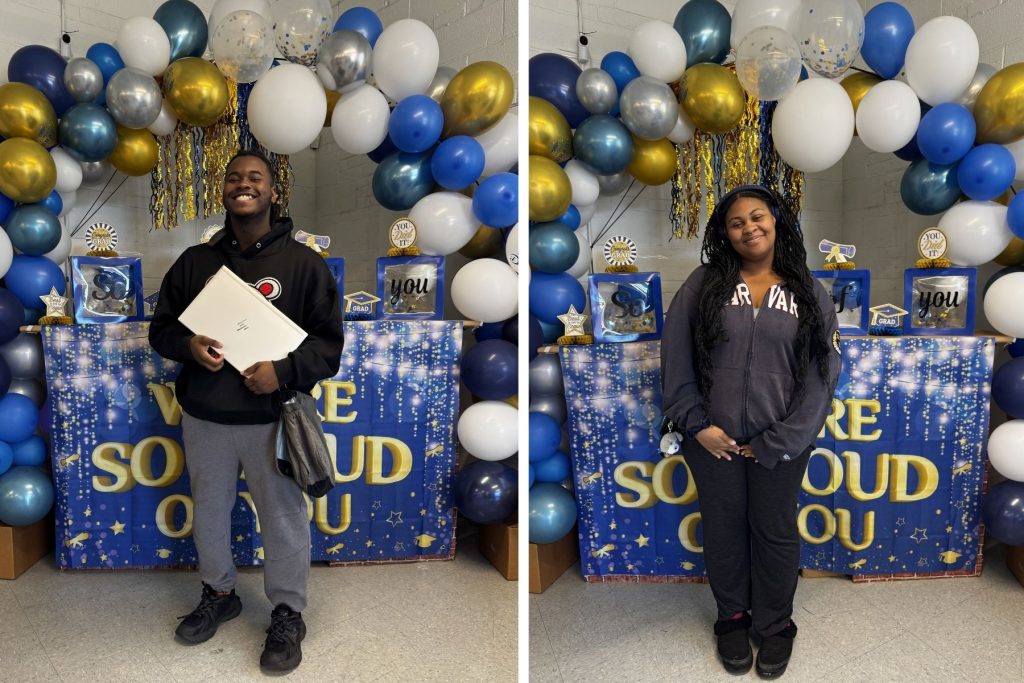 CMSD student recipients of laptops from PCs for People at Cleveland Misison Market